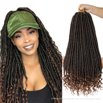 Short Faux Locs Crochet Hair Straight Pre-Looped Goddess Locs Crochet Hair with Curly Ends Bohemian Locs